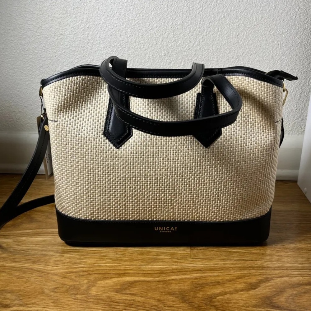 Leather Unica Firenze Tote Beach Vacation Handbag Purse Basket Shoulder Bag